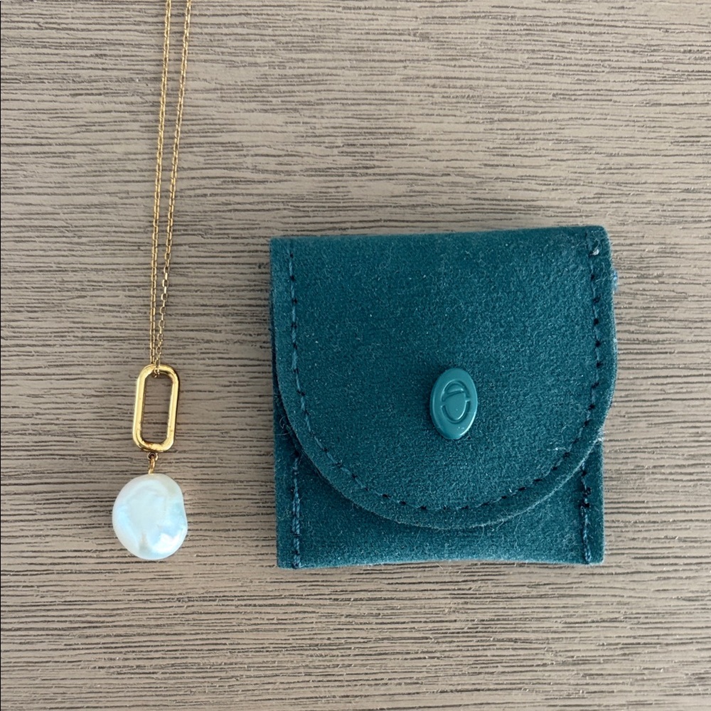 AURATE Organic Pearl Drop Pendant Necklace